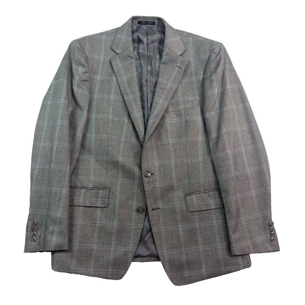 Calvin‎ Klein 44R Gray Plaid All Season Blazer Jacket Sport Suit Coat Slim Fit